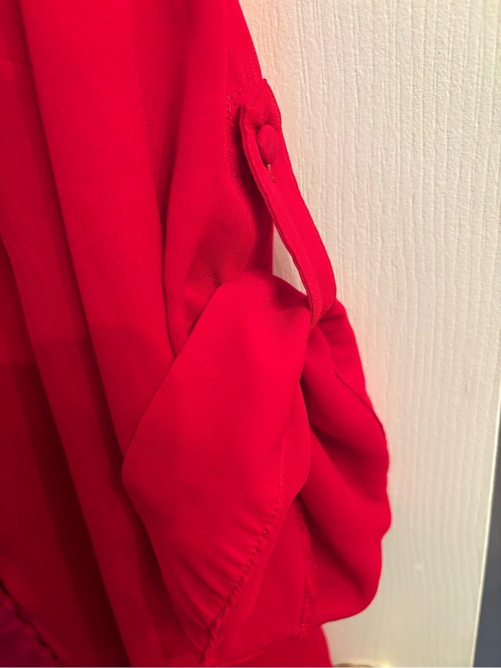 torrid Red V-Neck Covered Button Blouse - Picture 2 of 4